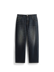 Men's Casual Solid Vintage-Wash Jeans