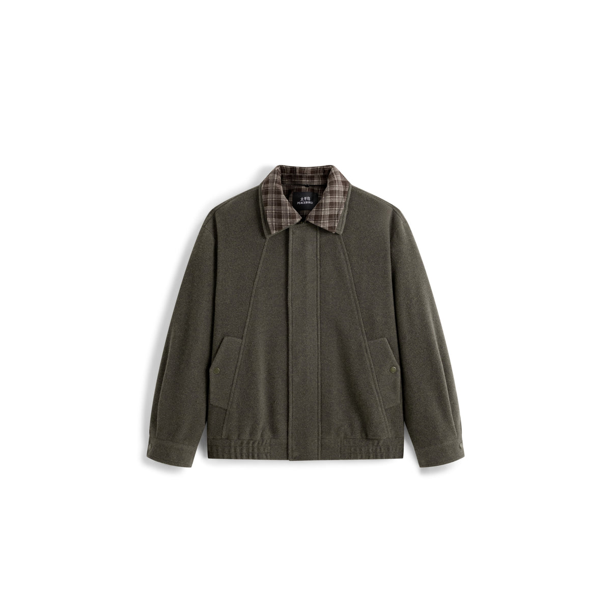 Men's Commuter Wool-Blend Plaid-Collar Jacket