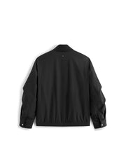 Men's Casual Black Stand-Collar Zip Jacket