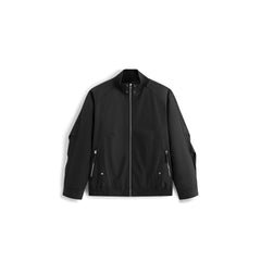 Men's Casual Black Stand-Collar Zip Jacket