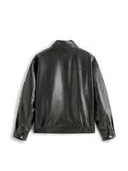 Men's Biker-Style Black Stand-Collar PU Leather Jacket