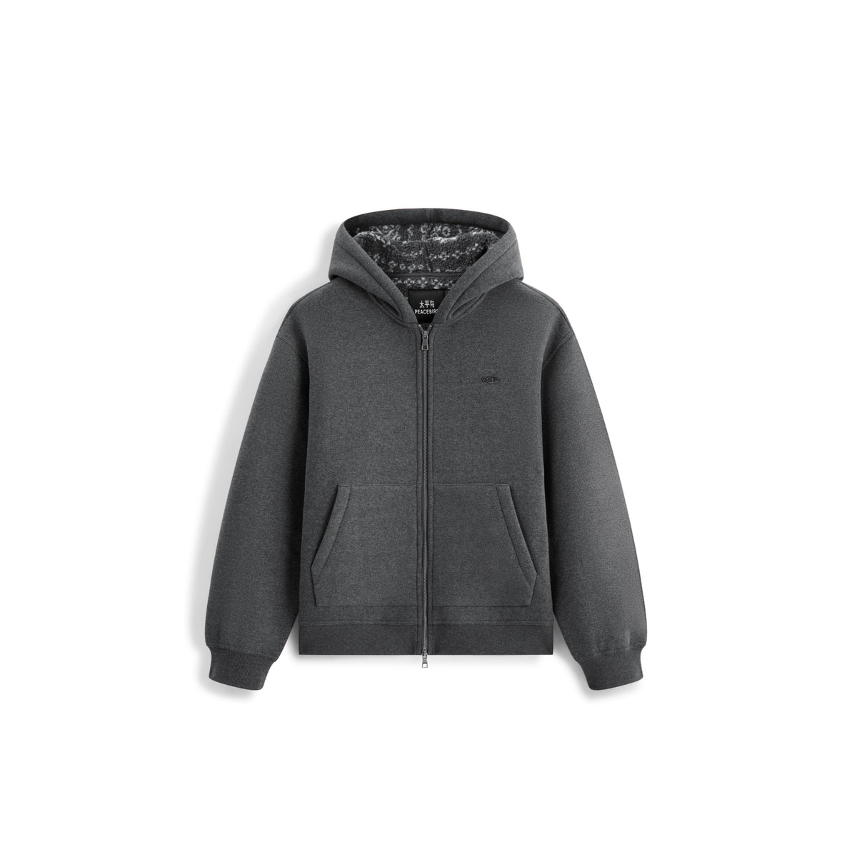 Men's Casual Jacquard Fleece Hooded Jacket