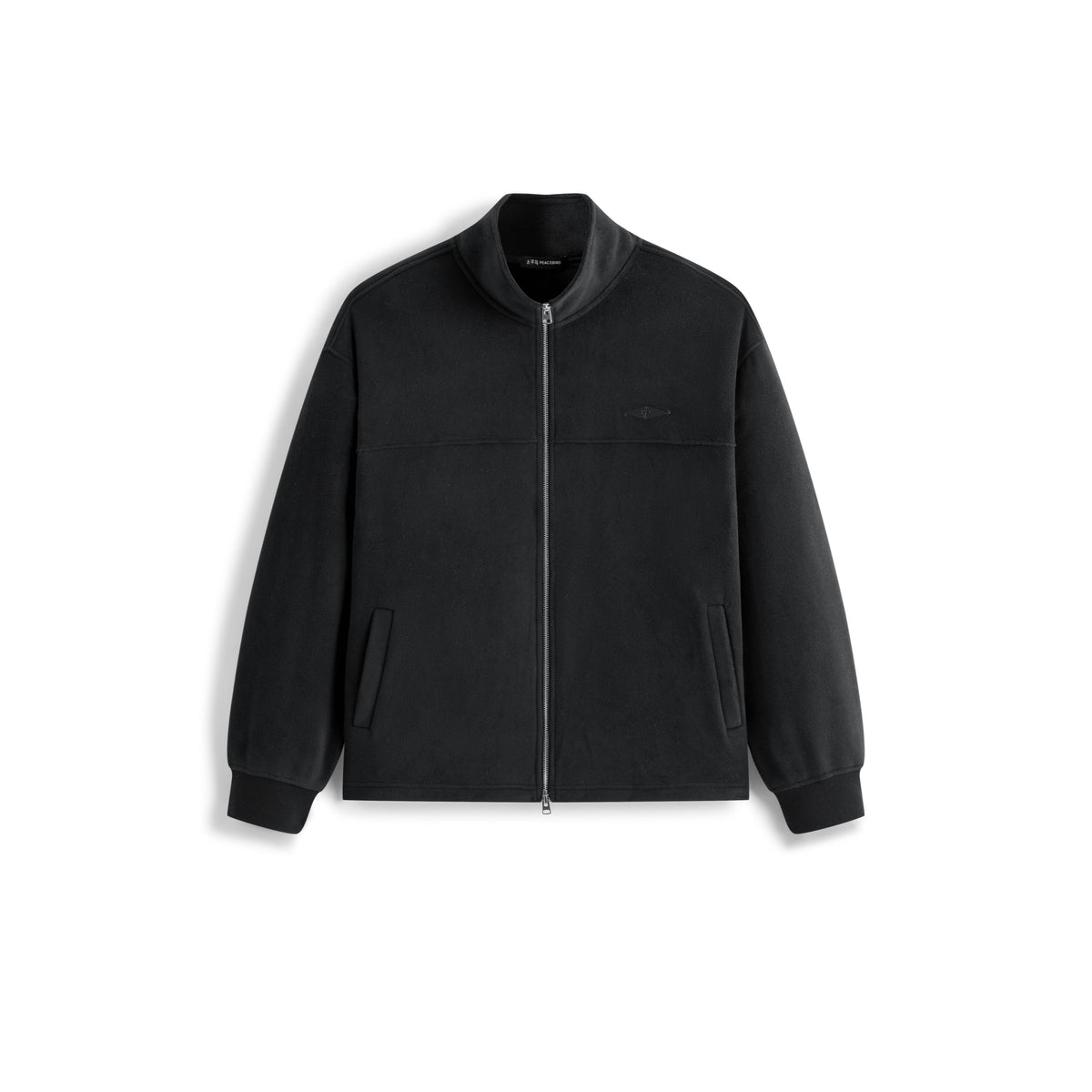 Men's Casual Black Stand Collar Jacket