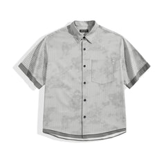 Men's Printed Striped Short-Sleeve Shirt