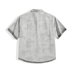 Men's Printed Striped Short-Sleeve Shirt