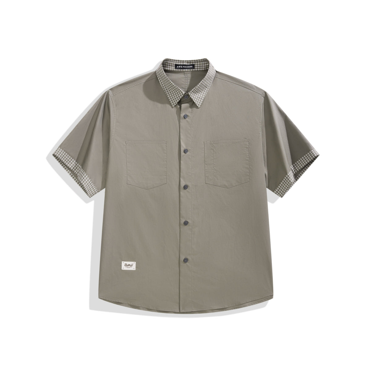 Men's Contrast-Trim Plaid Shirt