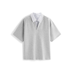 Men's Loose-Fit Layered-Look Paneled Polo Shirt