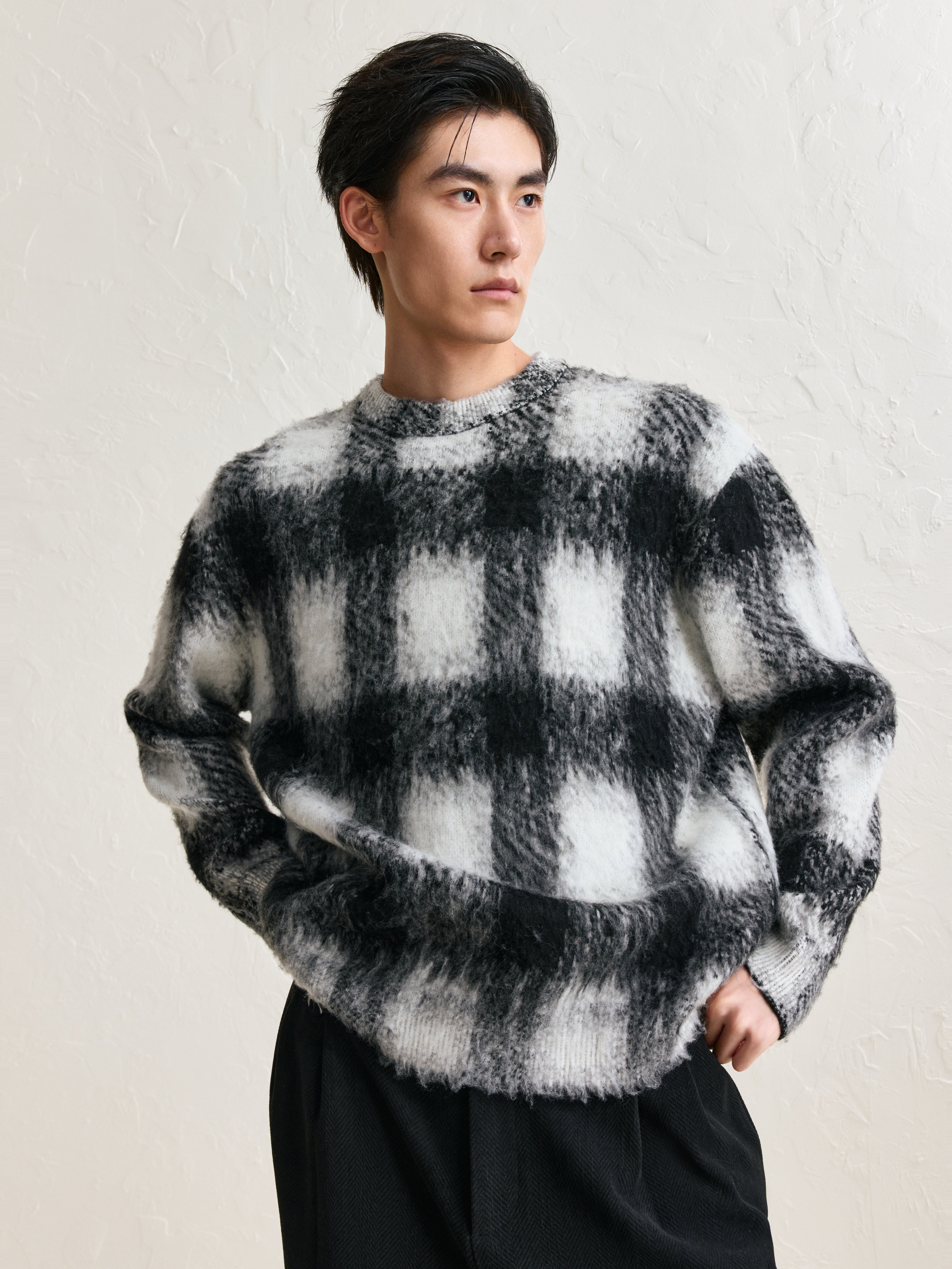 Men's Plaid Contrast Color Pullover