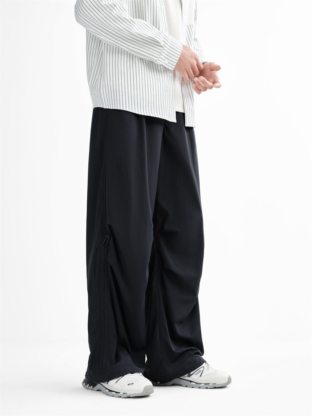 Men's Black Outdoor Pleated Straight Pants