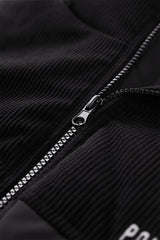 Men's Black Spliced Corduroy Puffer Jacket