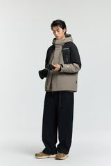 Men's CORDURA Contrast Color Goose Down Puffer Jacket Brown