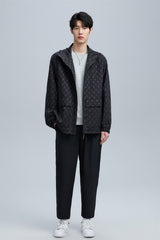 Men's Allover Jacquard Oversized Hooded Jacket
