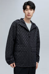 Men's Allover Jacquard Oversized Hooded Jacket