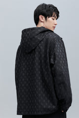 Men's Allover Jacquard Oversized Hooded Jacket