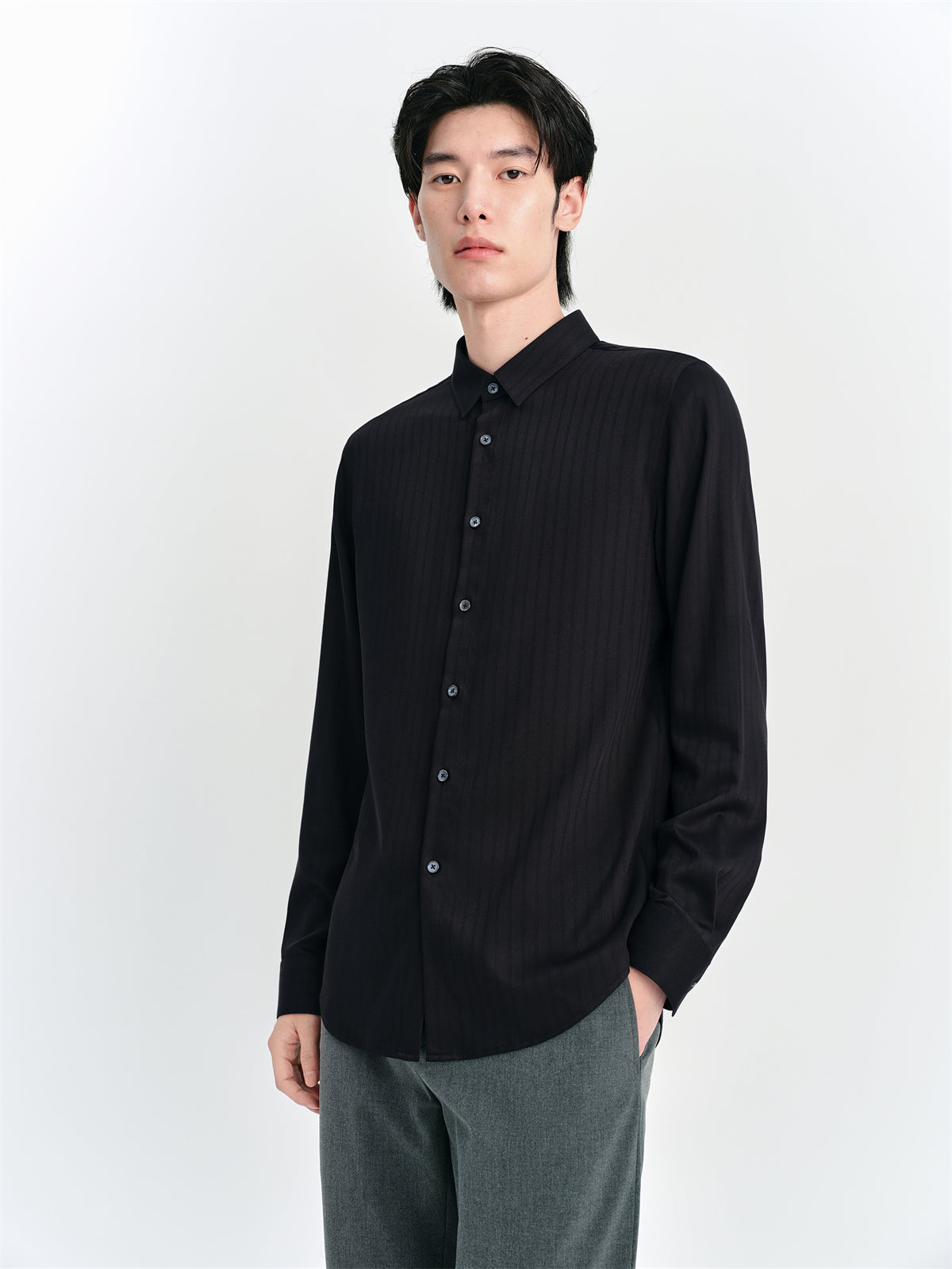 Men's Textured Jacquard Bamboo Fiber Shirt