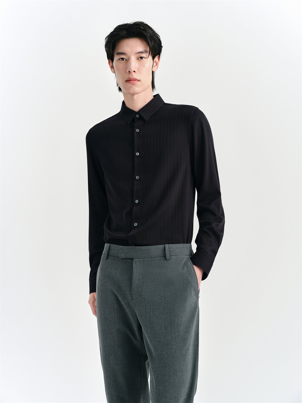 Men's Textured Jacquard Bamboo Fiber Shirt