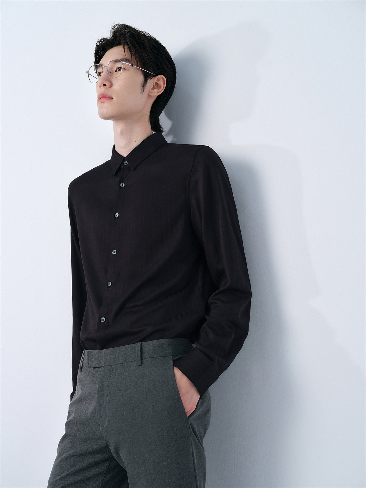 Men's Textured Jacquard Bamboo Fiber Shirt