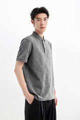 Men's Cooling Polo Shirt with All-Over Letter Print