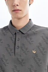 Men's Cooling Polo Shirt with All-Over Letter Print