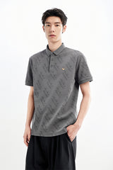 Men's Cooling Polo Shirt with All-Over Letter Print