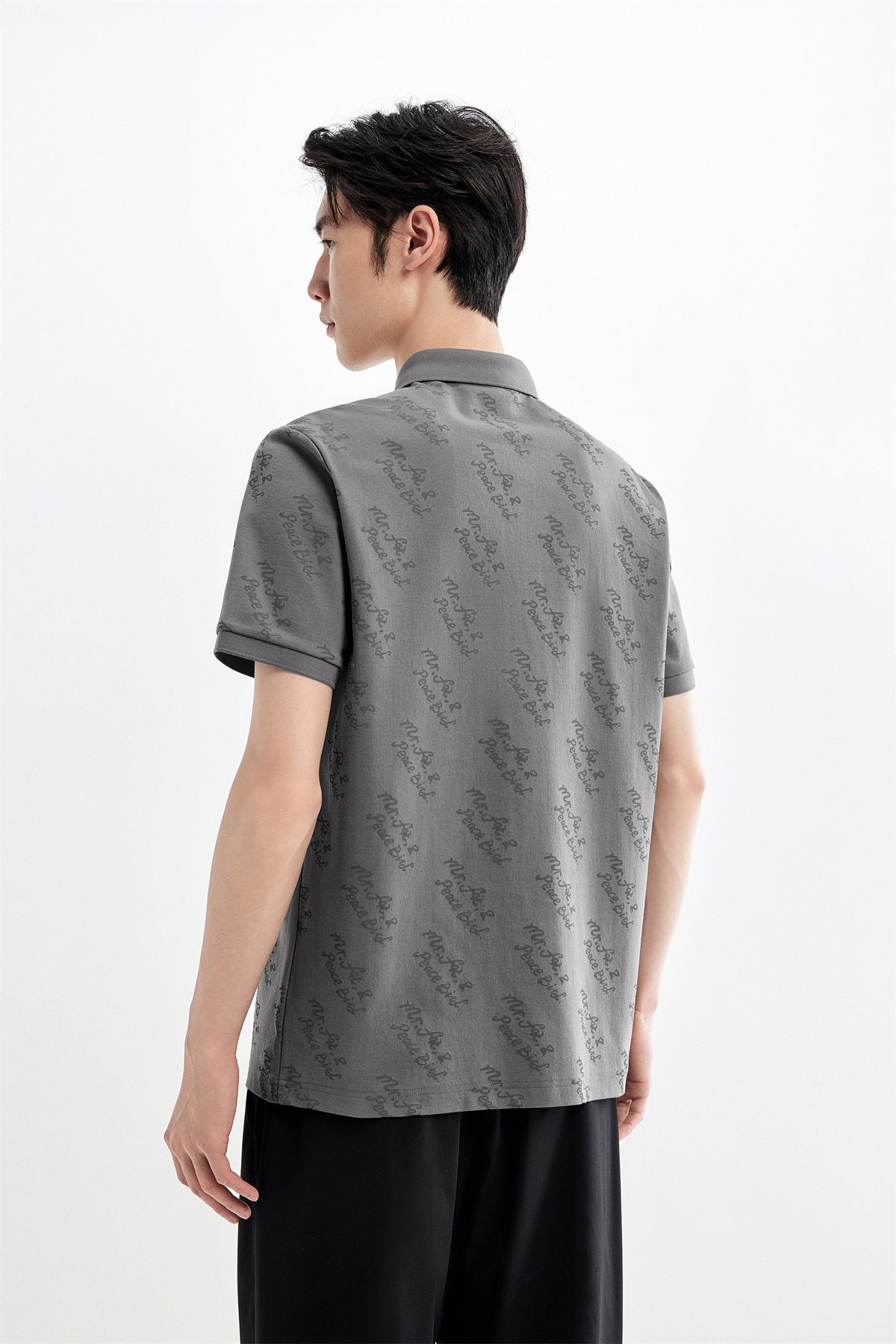 Men's Cooling Polo Shirt with All-Over Letter Print