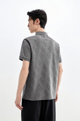 Men's Cooling Polo Shirt with All-Over Letter Print