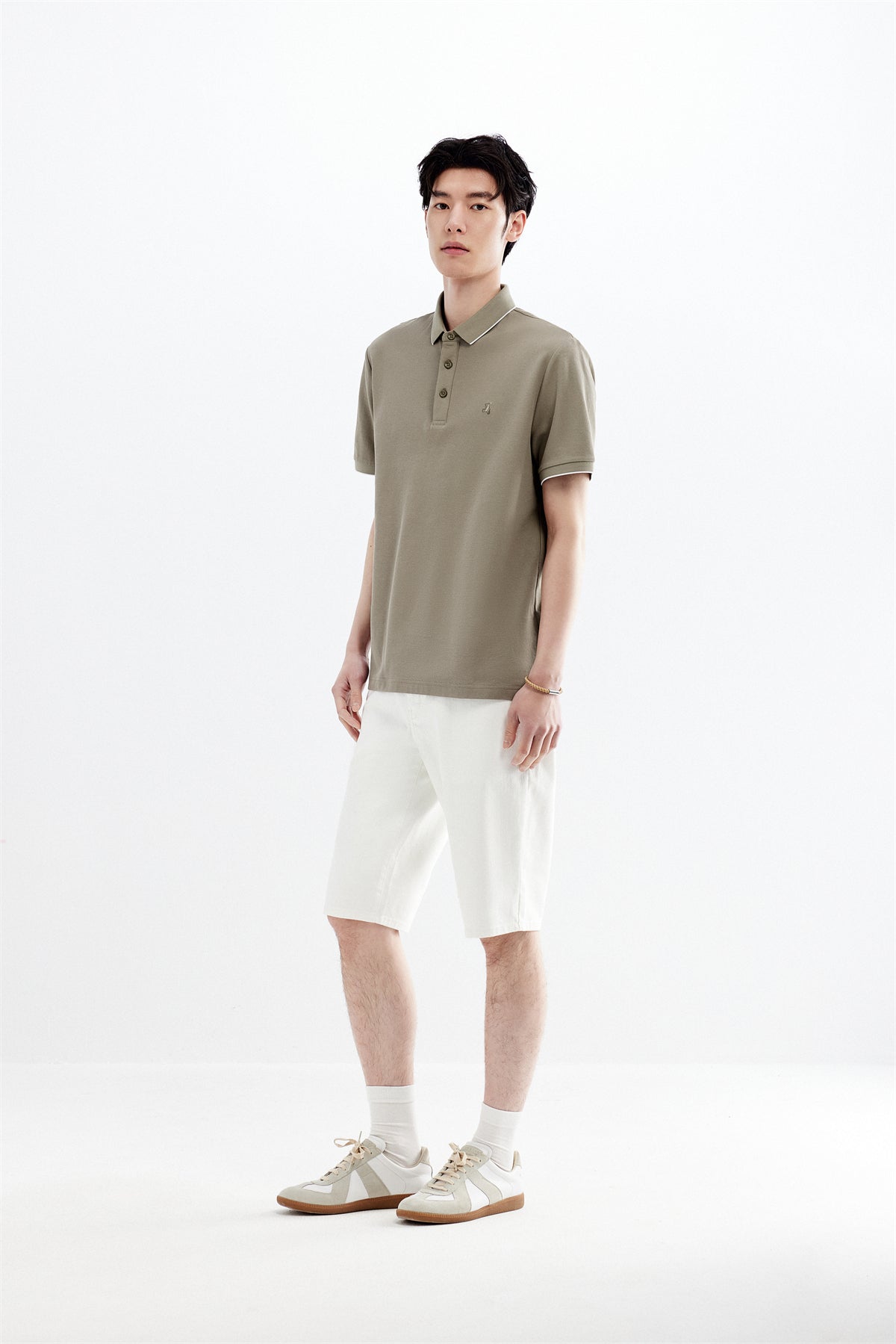 Men's Cooling Khaki Polo Shirt with Contrast Edges