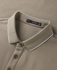 Men's Cooling Khaki Polo Shirt with Contrast Edges