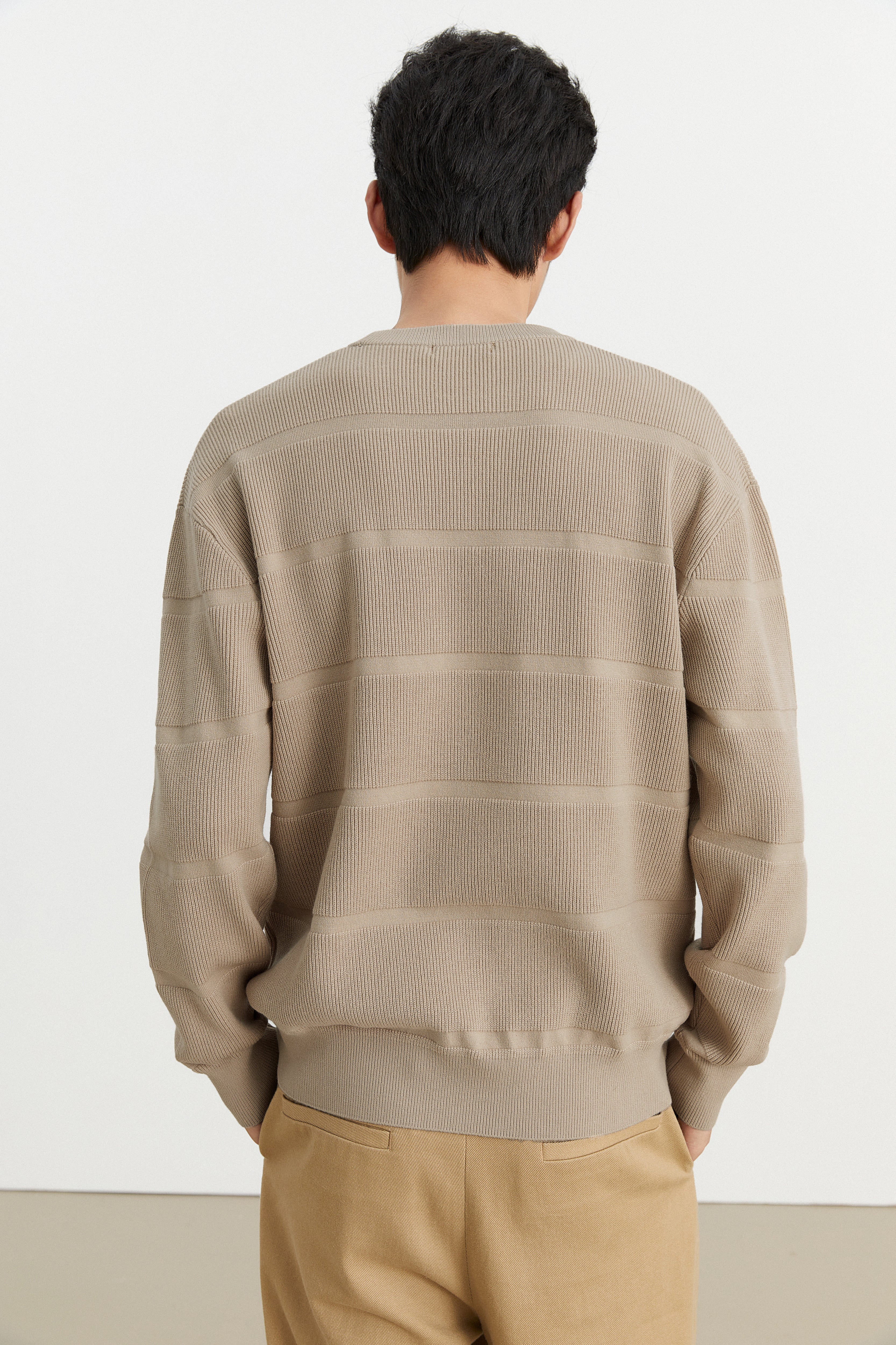 Men's Striped Textured Pullover