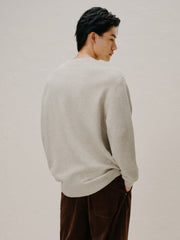 Men's Cream Embroideried Heart Pullover