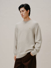 Men's Cream Embroideried Heart Pullover