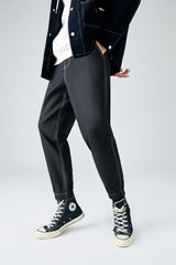 Men's Contrast-Stitch Embroidered Jogger Pants
