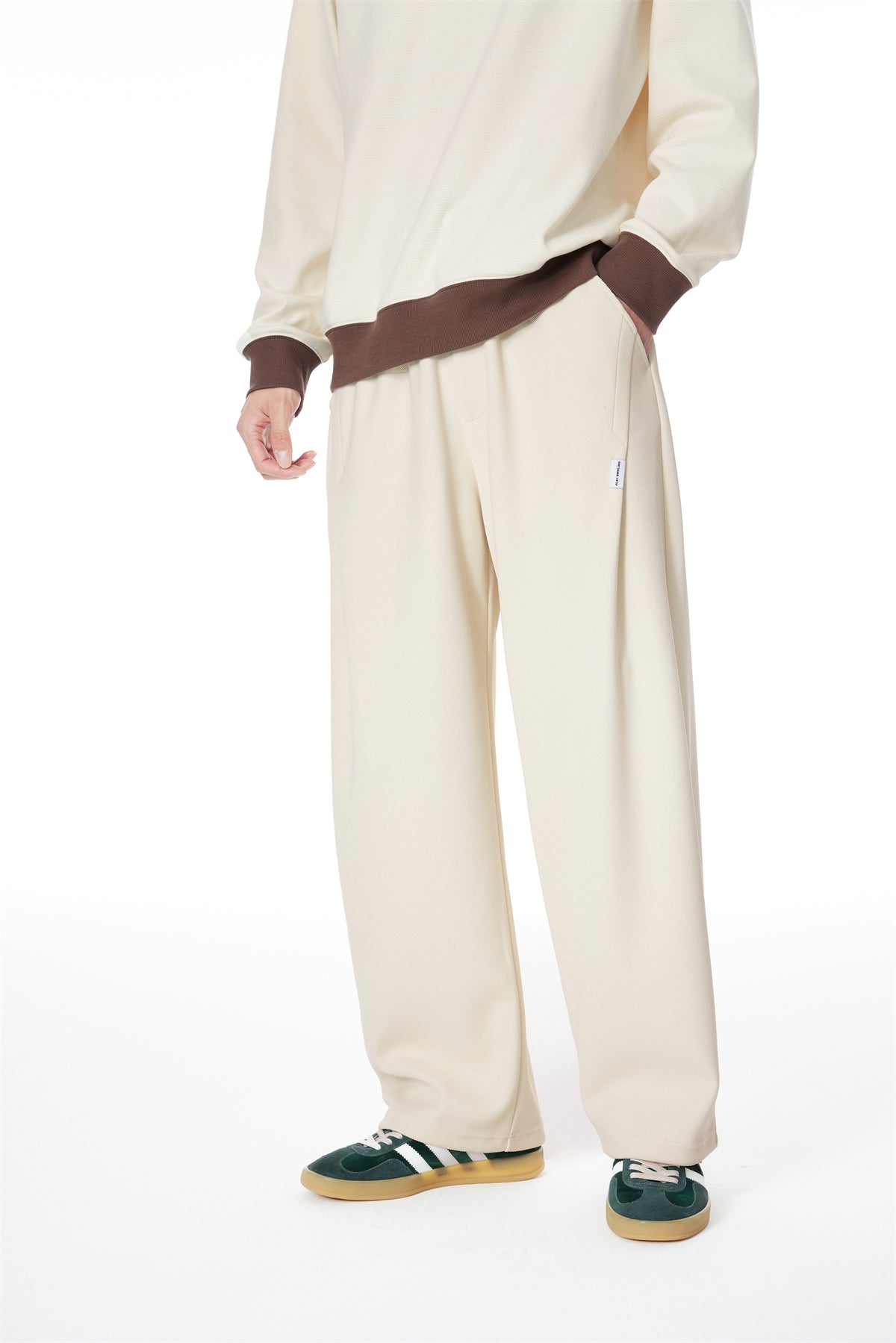 Men's Beige Straight-Leg Sweatpants