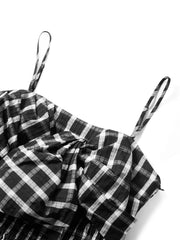 Women's Casual Plaid Camisole and Skirt Set