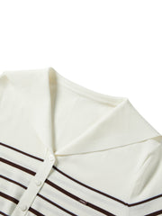 Women's Causal Sailor-Collar Lightweight Knit Cardigan