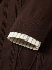 Women's Preppy Contrast-Trim Knit Faux-Layer Cardigan