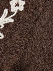 Women's Casual Cropped Embroidered Knit Cardigan