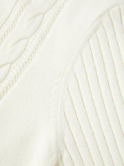Women's Minimalist Cropped Cable-Knit Cardigan