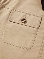Women's Vintage Barn-Style Contrast-Lapel Utility Jacket
