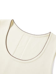Women's Casual Contrast U-Neck Wide-Strap Knit Tank Top