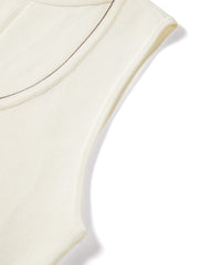 Women's Casual Contrast U-Neck Wide-Strap Knit Tank Top