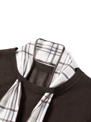 Women's Detachable Plaid Scarf Knit Vest