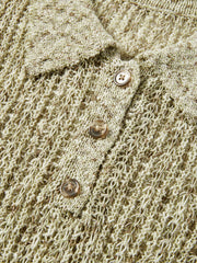 Women's Commuter Openwork Short-Sleeve Knit Polo