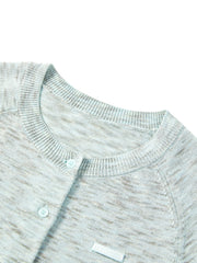 Women's Melange Color-Block Short-Sleeve Knit Cardigan