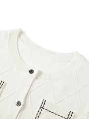 Women's Chanel-Style Diamond-Pattern Knit Cardigan