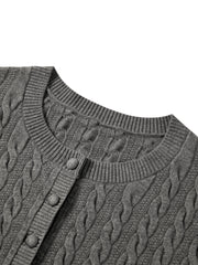 Women's Grey Cable-Knit Cropped Cardigan