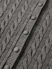 Women's Grey Cable-Knit Cropped Cardigan