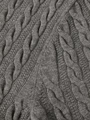 Women's Grey Cable-Knit Cropped Cardigan