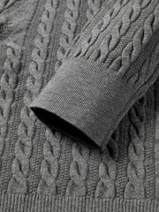 Women's Grey Cable-Knit Cropped Cardigan