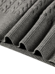 Women's Grey Cable-Knit Cropped Cardigan